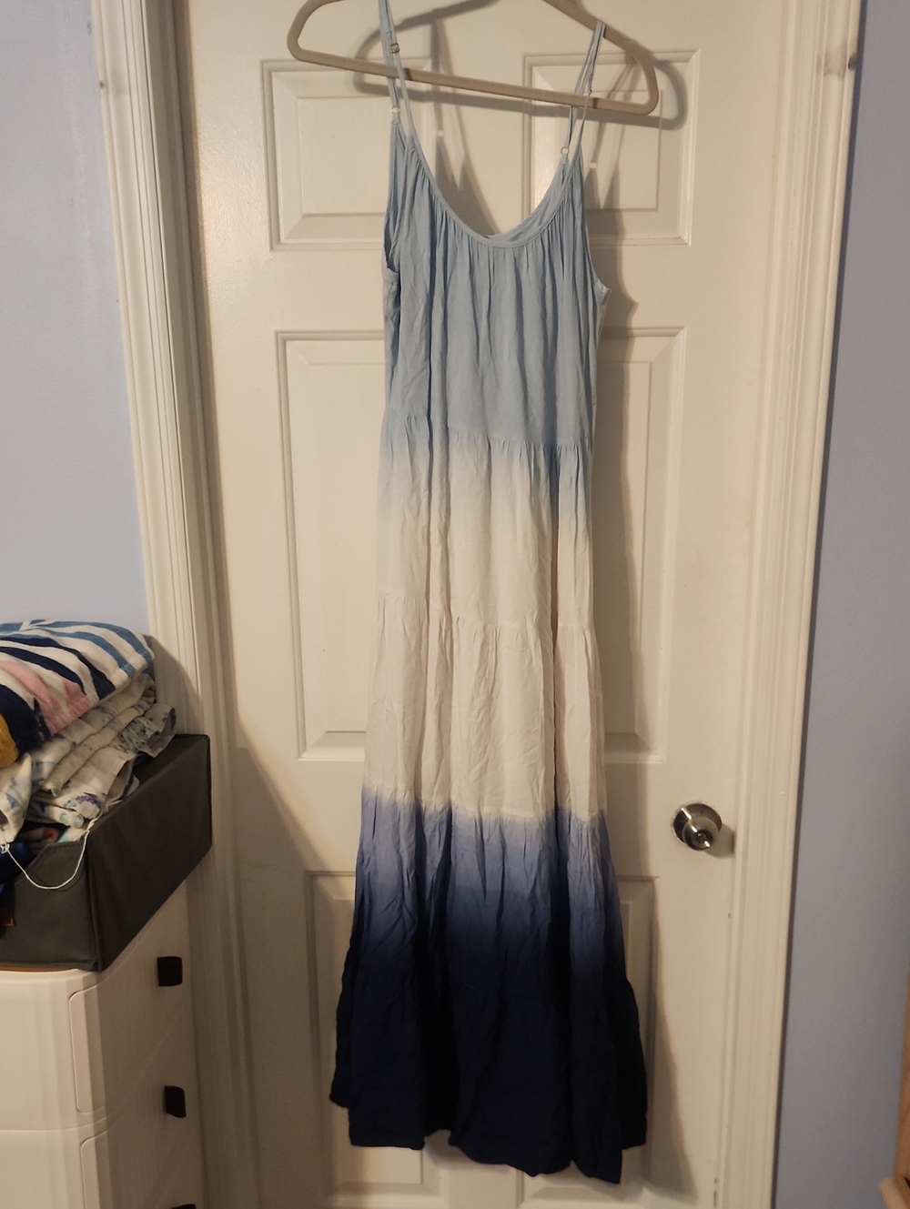 Pink Lily Light Blue White Navy Ombre Maxi Dress